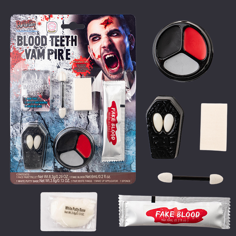 Kimyon Halloween makeup set Blood teeth vampire with face paint fake blood fake fangs