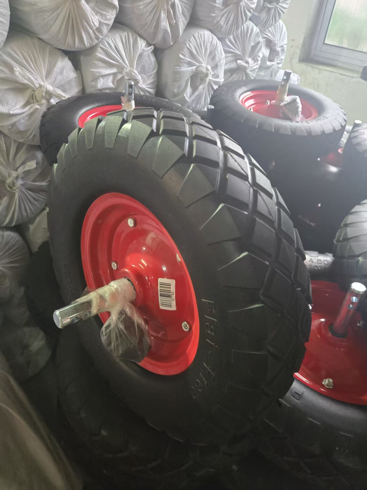 4.00-8 PU foam wheel with long axle for wheelbarrow