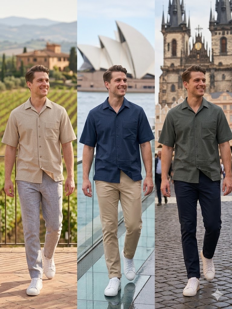 Men's Cuban Collar Short Sleeve Shirt