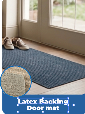 Door mat striped blanket surface+latex bottom