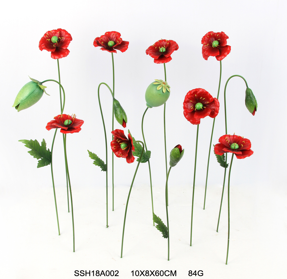 Metal Poppy Garden Stake