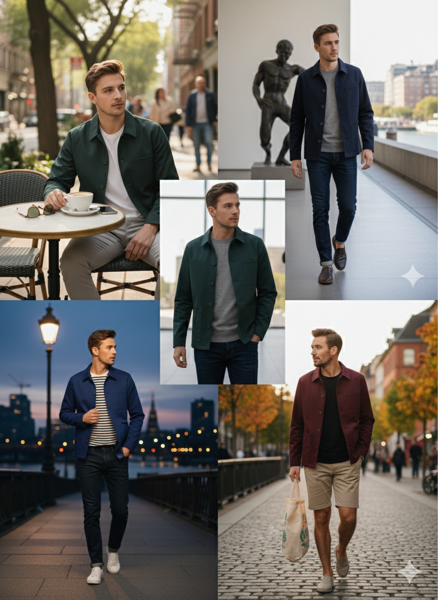 Men's Multi-Color Casual Shirt Jacket / Lightweight Overshirt