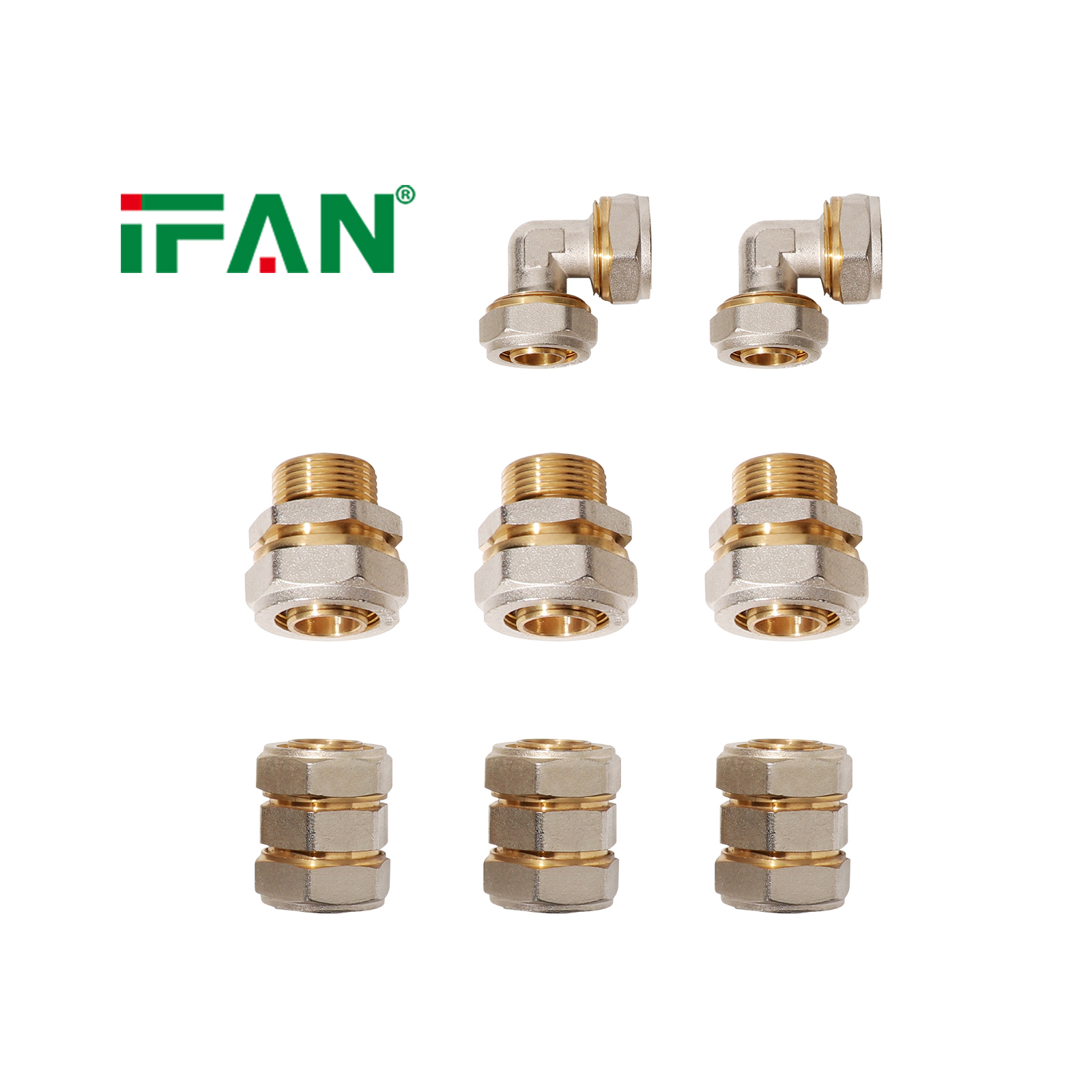 IFAN PEX Pipe All Size PEX Compression Fitting 16-20mm PEX Brass Compression Fitting