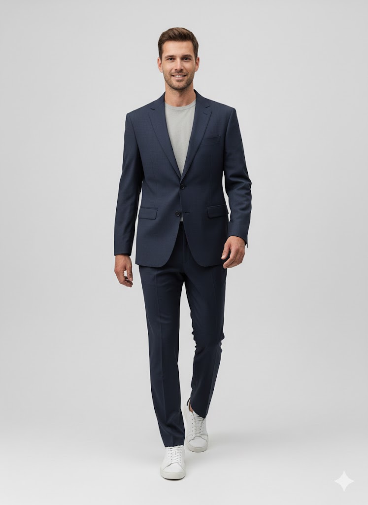 【Customizable Men's Casual Suit Set】2-Piece Slim Fit Single-Breasted Blazer & Trousers