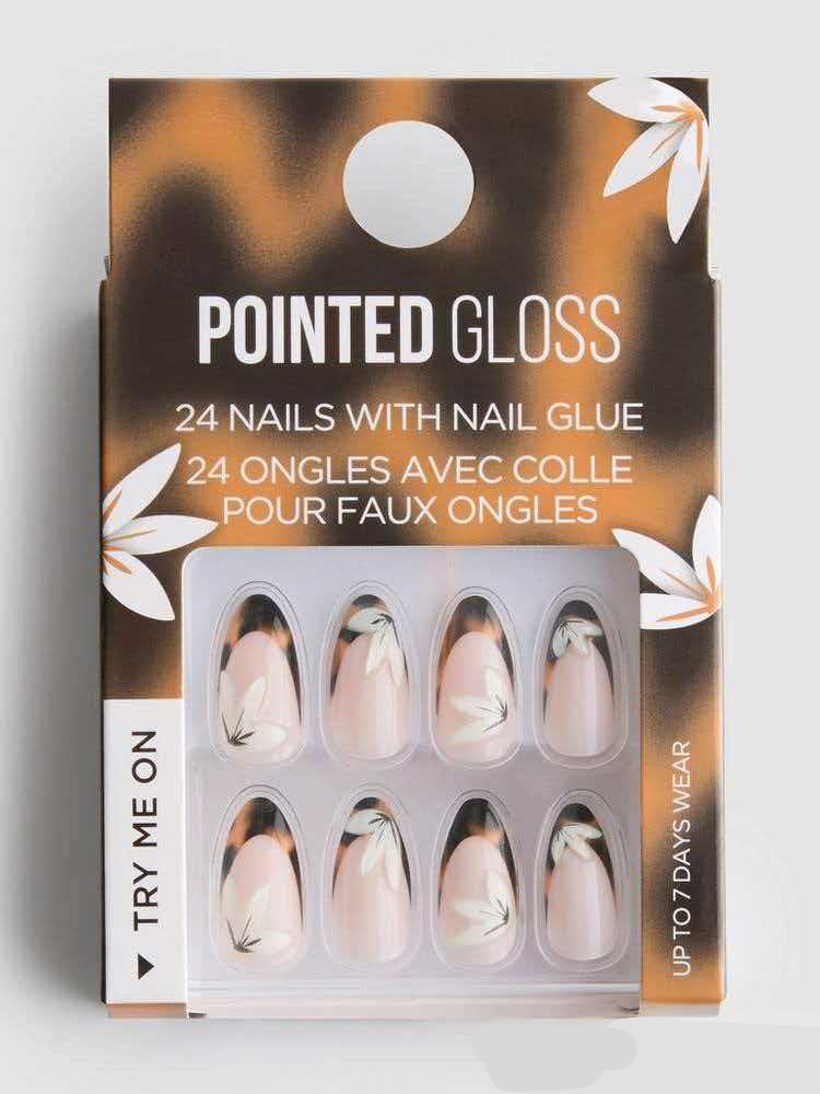 Tortoiseshell Ombre Maple Leaf Pointed Press-on Nails