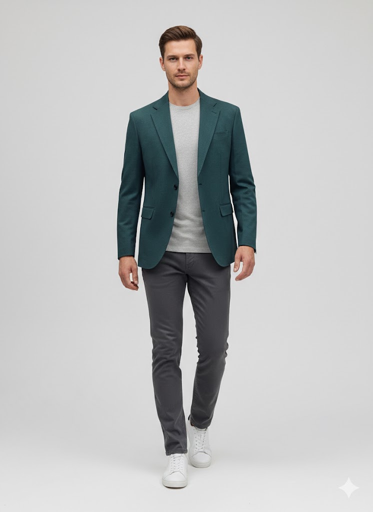 【Customizable Men's Slim Fit Casual Blazer】Dark Green Sport Coat