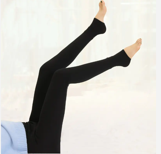Factory Custom Autumn Winter Large Size Leggings Plus Fleece Opaque Stirrup Women Black Pantyhose