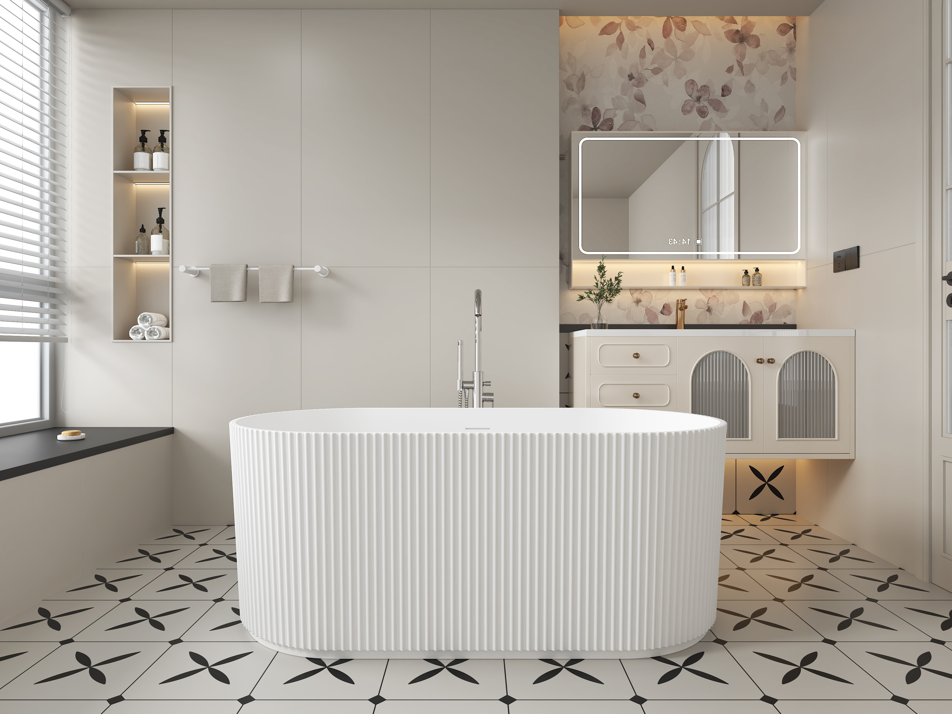Modern freestanding acrylic soaking bathtub