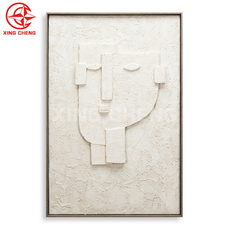 XINGCHENG Modern Abstract Face Handpainting 3D Framed Canvas
