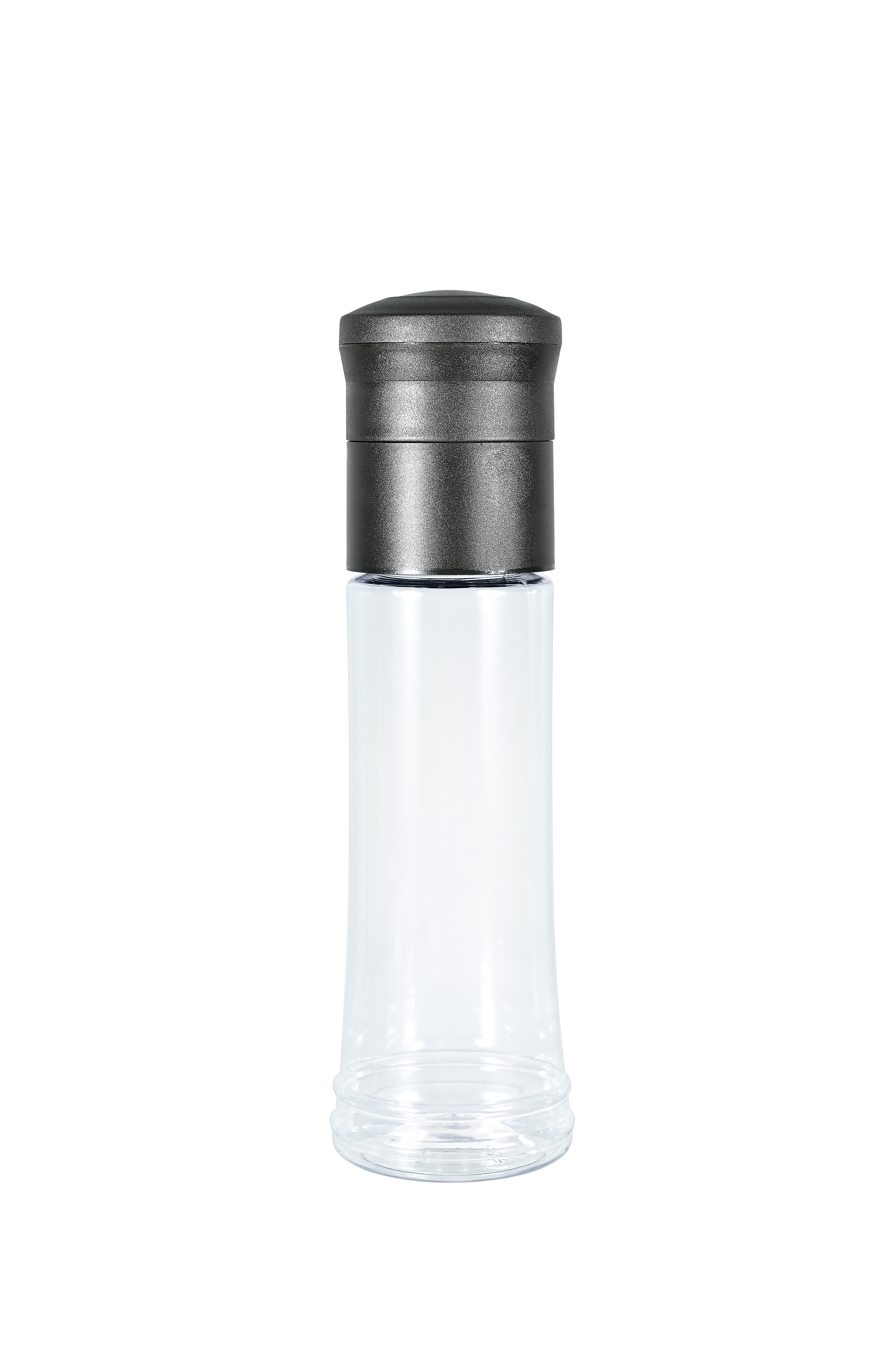 340ml Clear PET Pepper Grinder with Matte Black Lid for Kitchen Spice