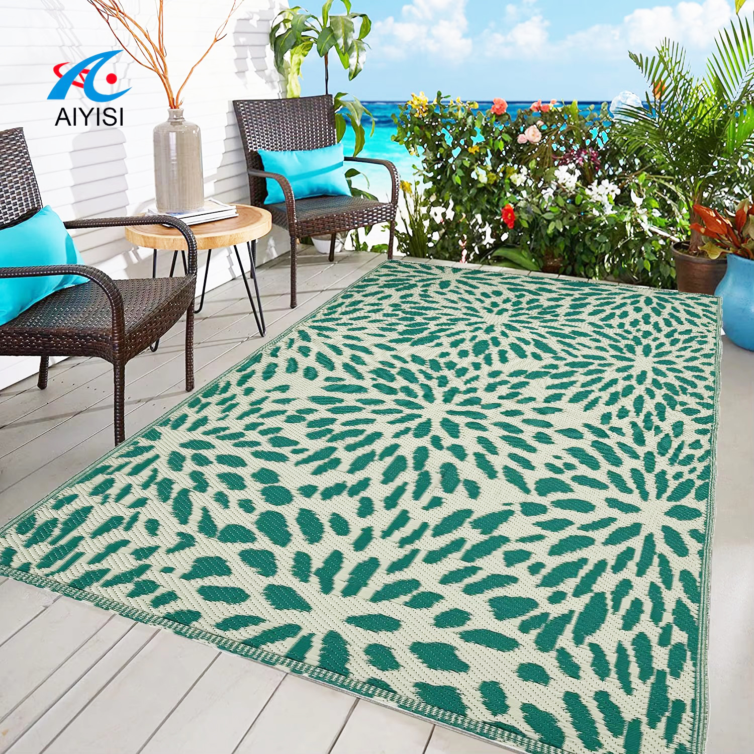 Plastic Reversible Weather Proof Premium Patio Outdoor Rug