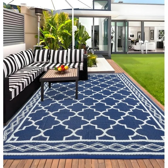 Plastic Reversible Weather Proof Premium Patio Outdoor Rug