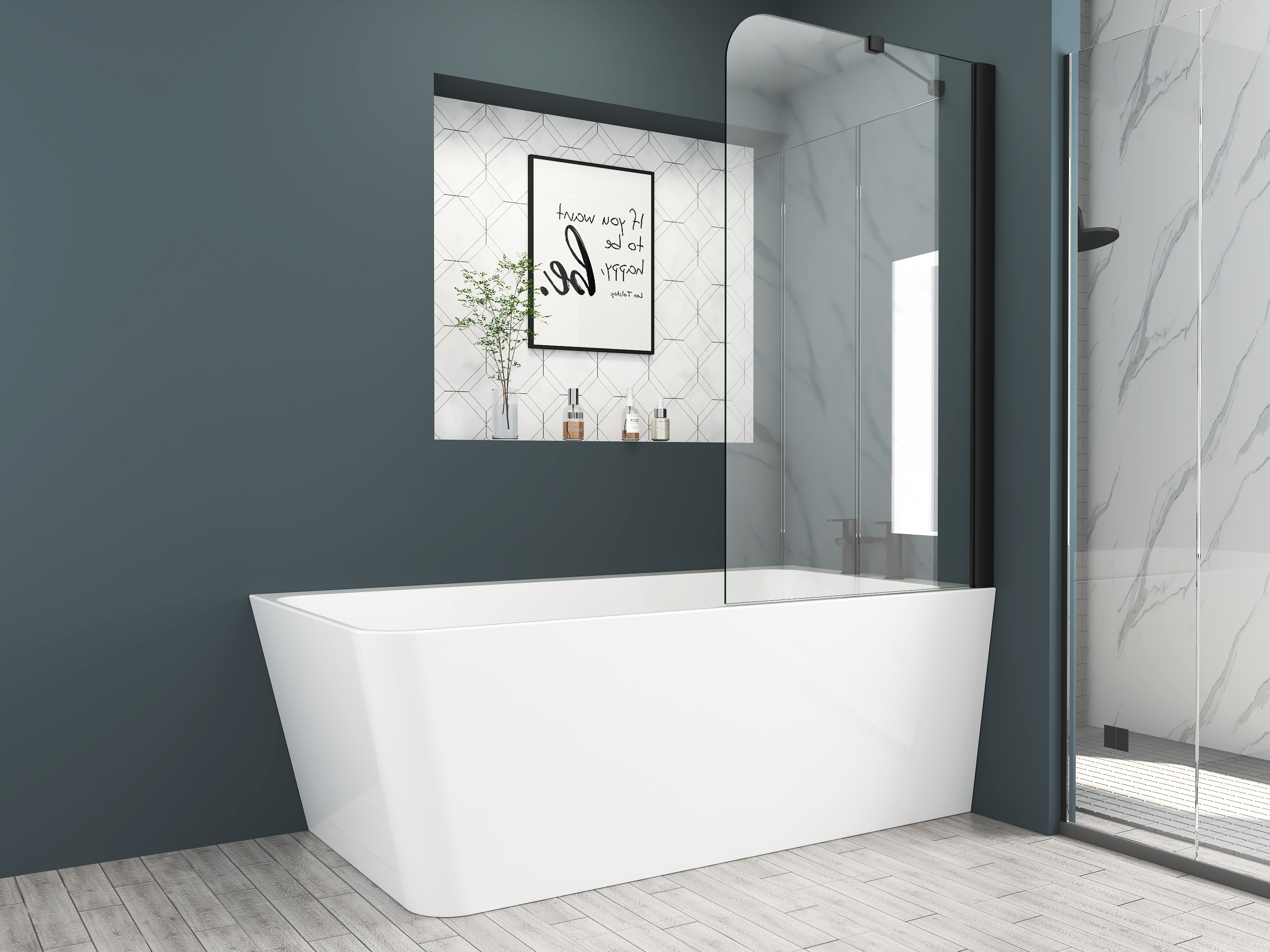 Acrylic soaking corner shower bathtub