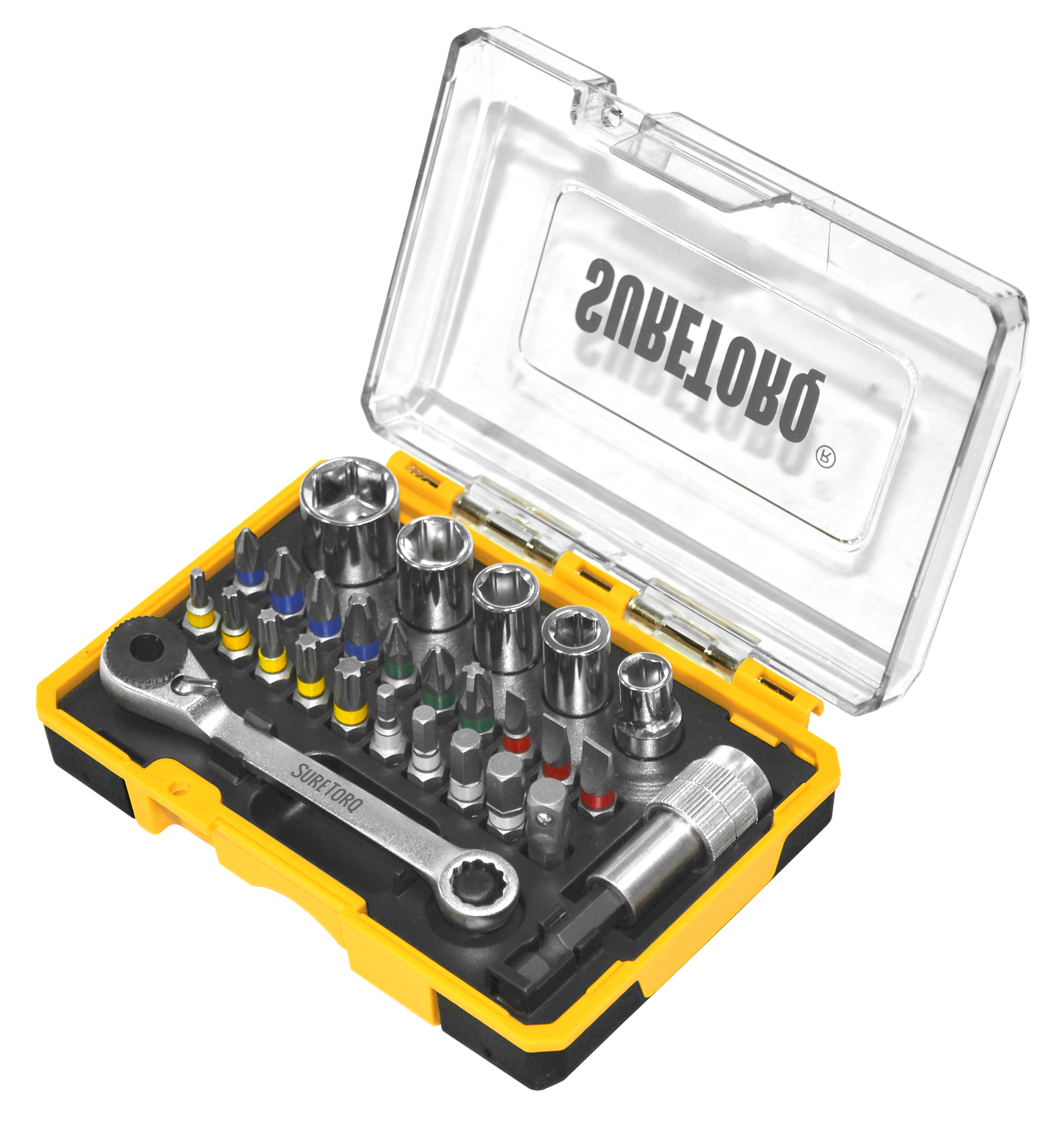 SURETORQ 27PCS Mini Ratcheting Wrench & Drive Accessory Set