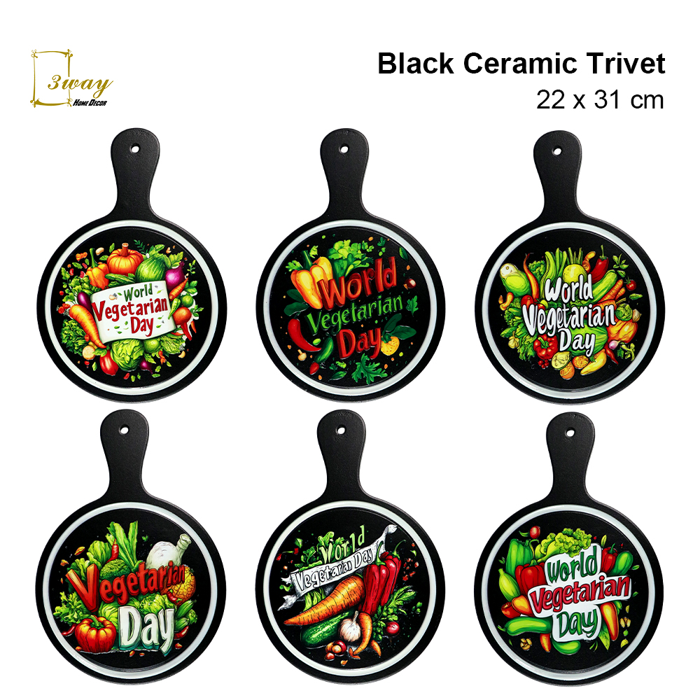 SquareFit Black Ceramic Trivet Handle Shape 22x31 cm
