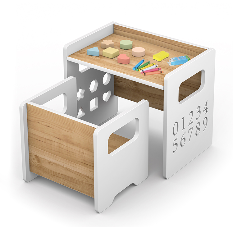 Children's Wooden Multi-functional Learning & Activity Desk & Chair Set, Educational Building Block