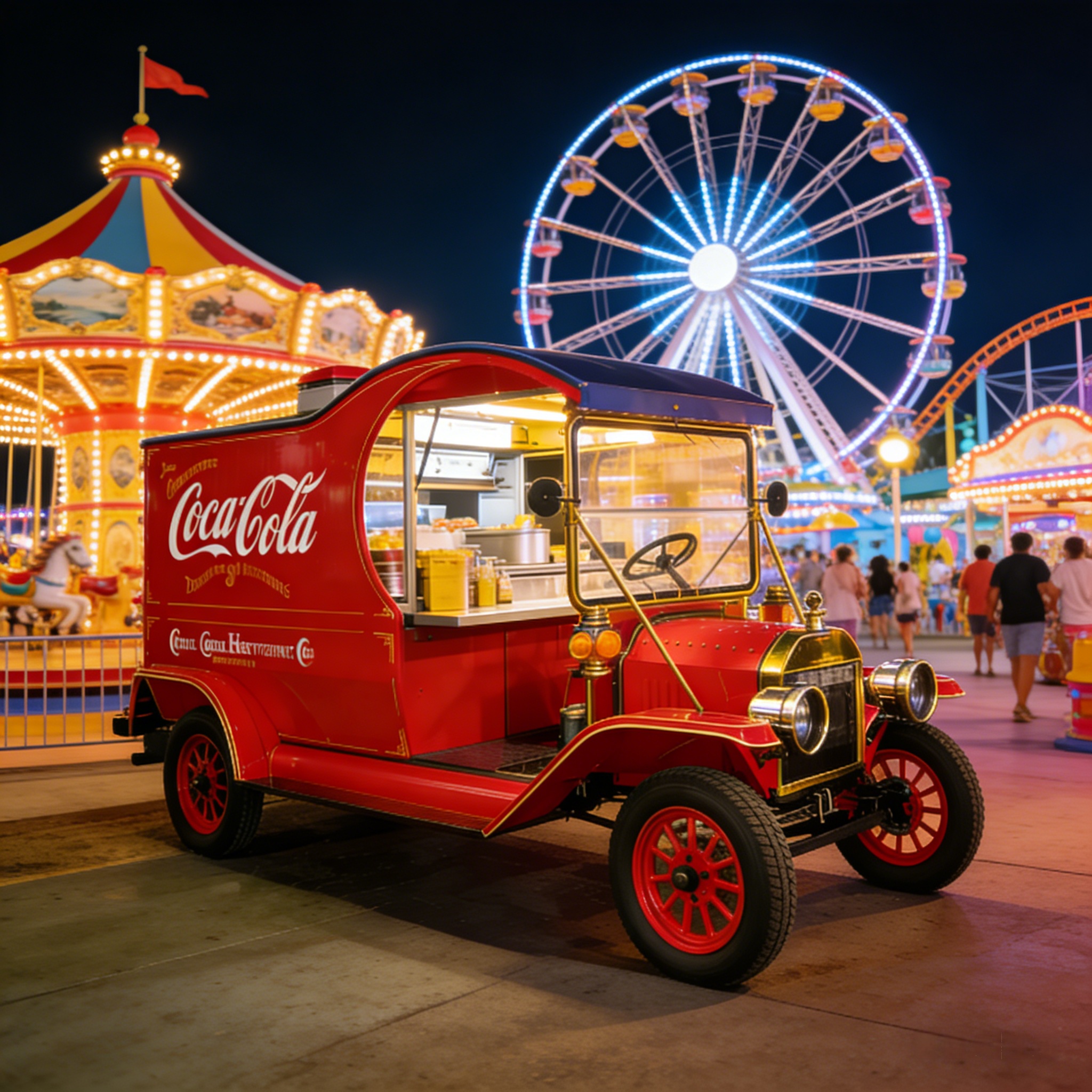 Vintage Electric Vending Cart, Mobile Food Truck for Scenic Spot Night Market Commercial Street