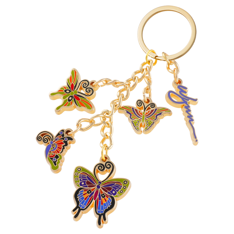 Colorful Butterfly Multi-Charm Enamel Keychain