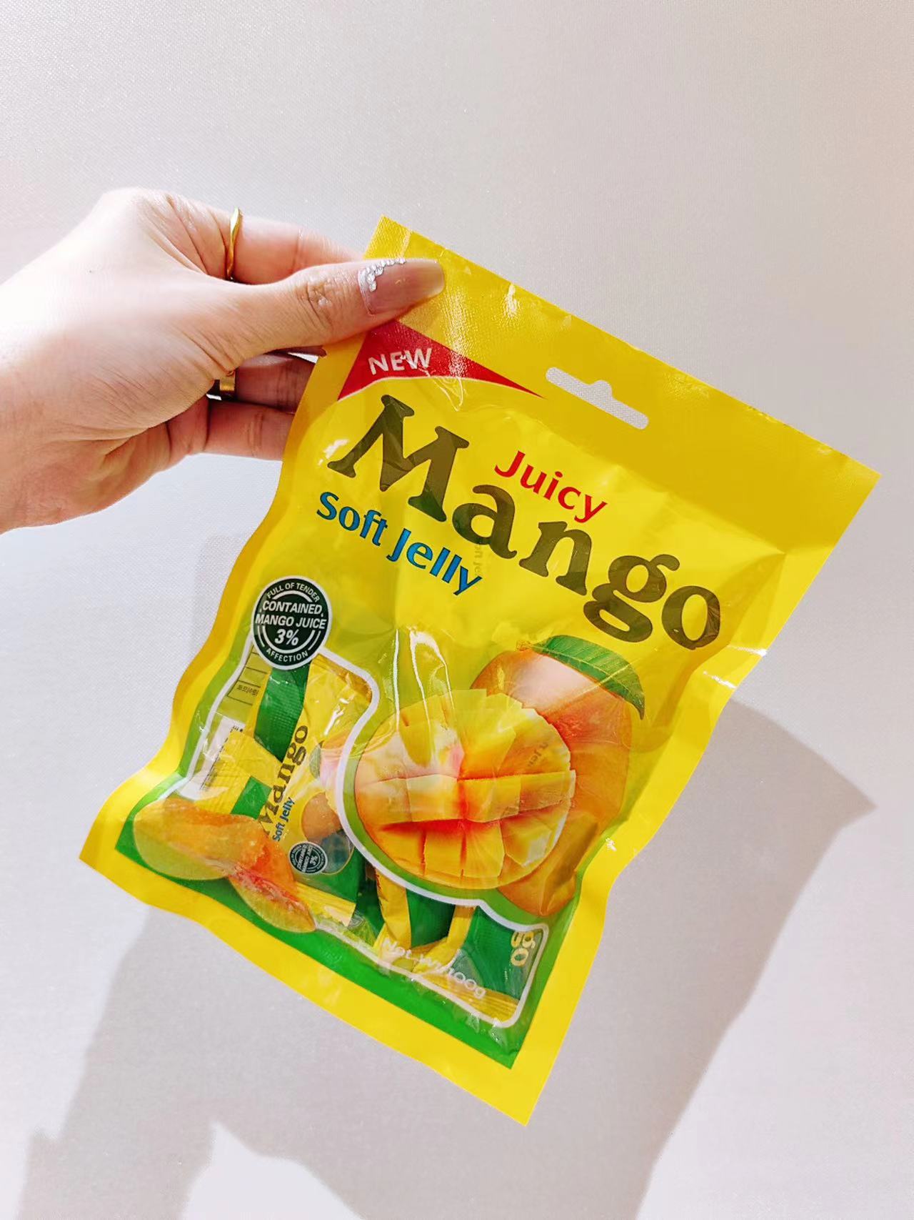 Mango soft jelly candy with sugar coating