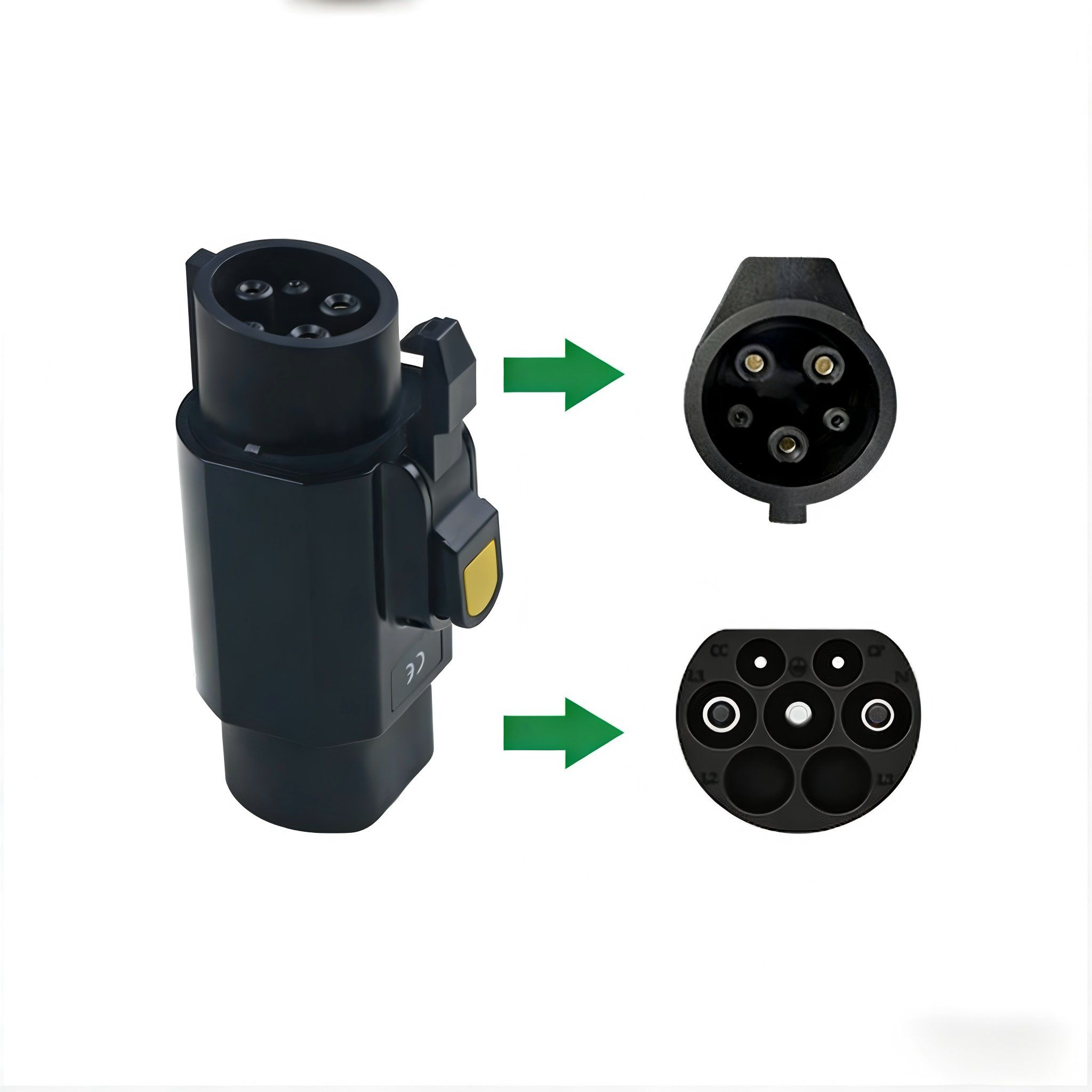 Portable Type2 to J1772 Adapter 22kw/3phase Copper Alloy Plug
