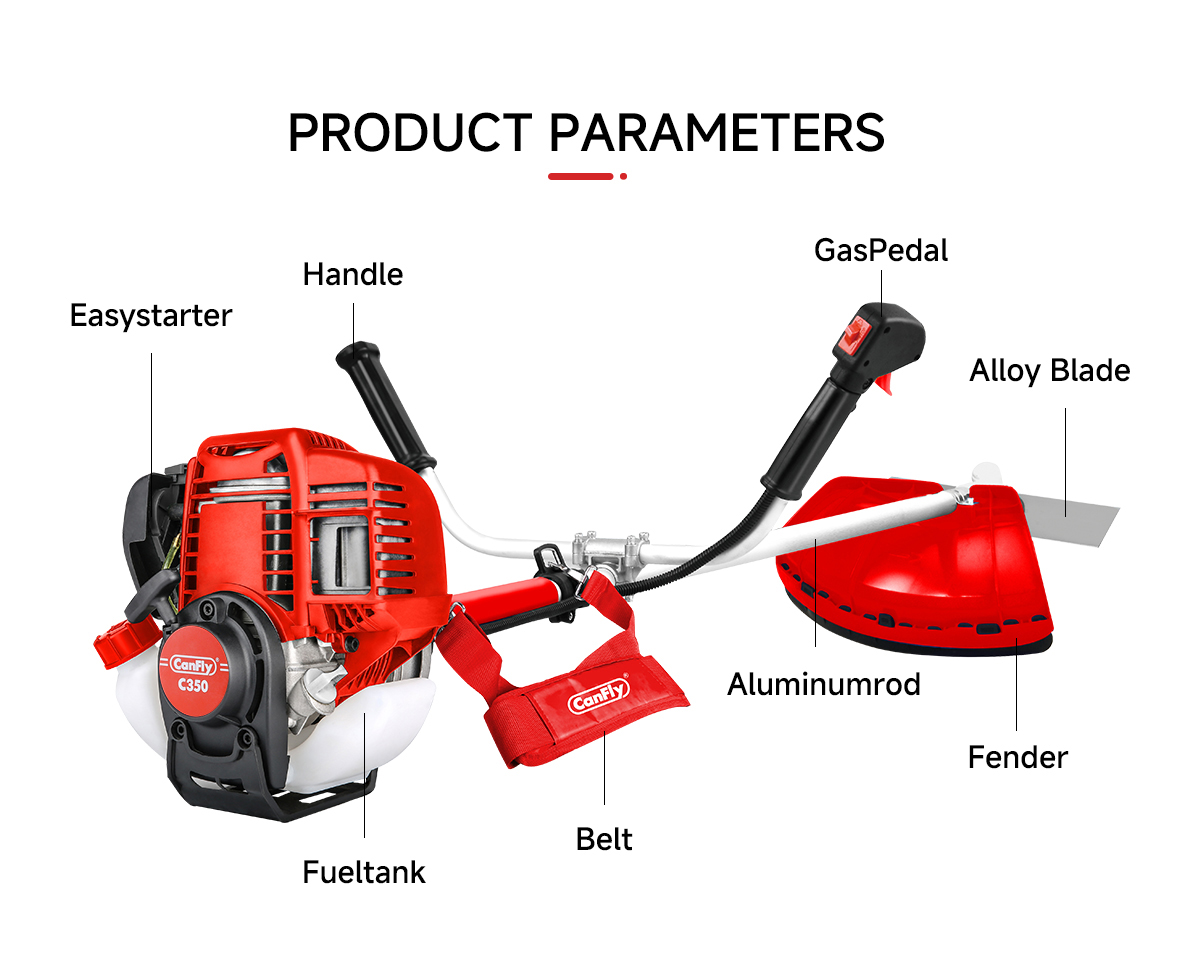 Canfly 350 4-Stroke Brush Cutter Gasoline Grass Trimmer, Fuel Efficient Side Pack Cutter Landscaping