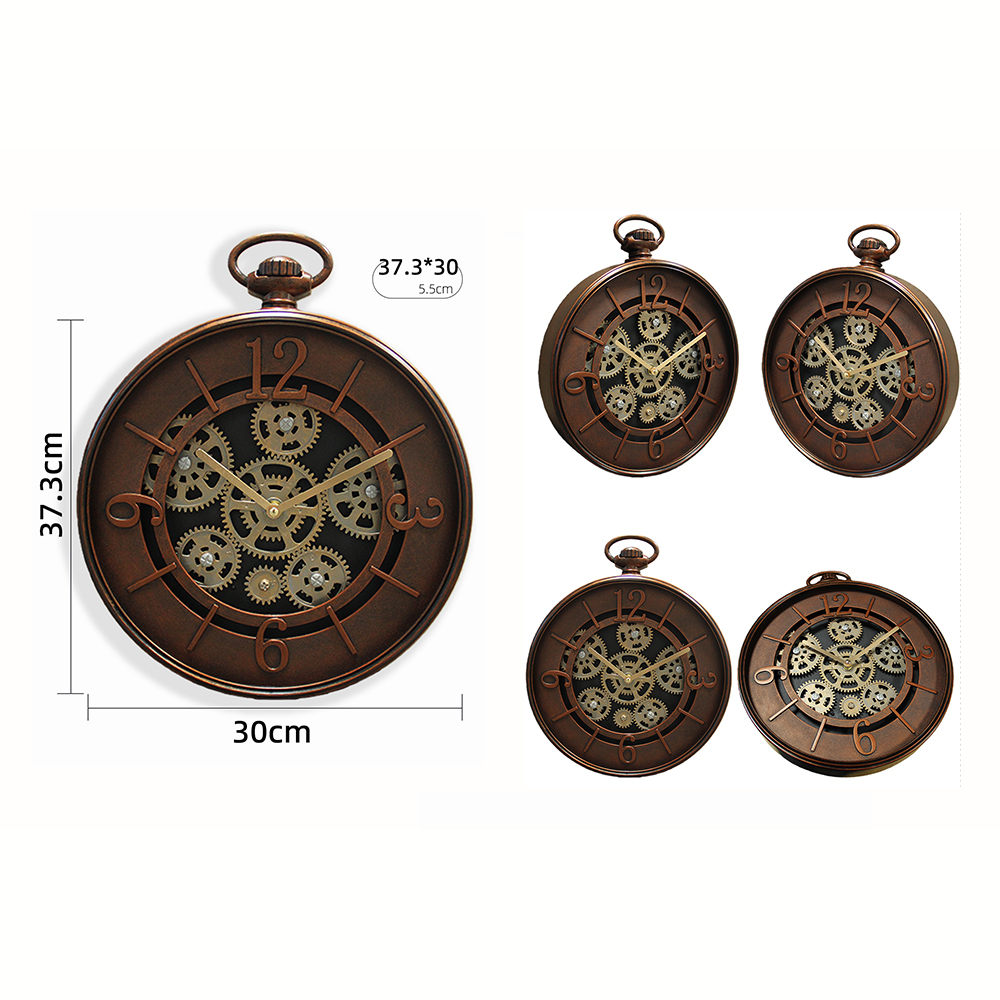 Retro Pocket Watch Style Gear Wall Clock