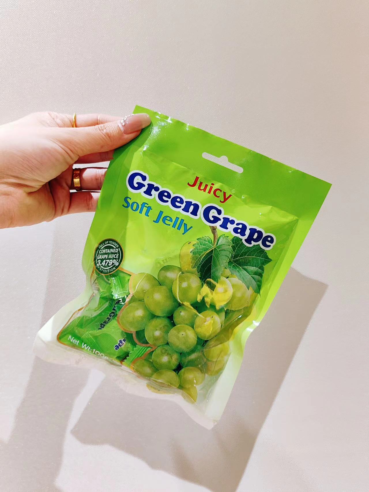 Juice fruit green grape soft jelly candy