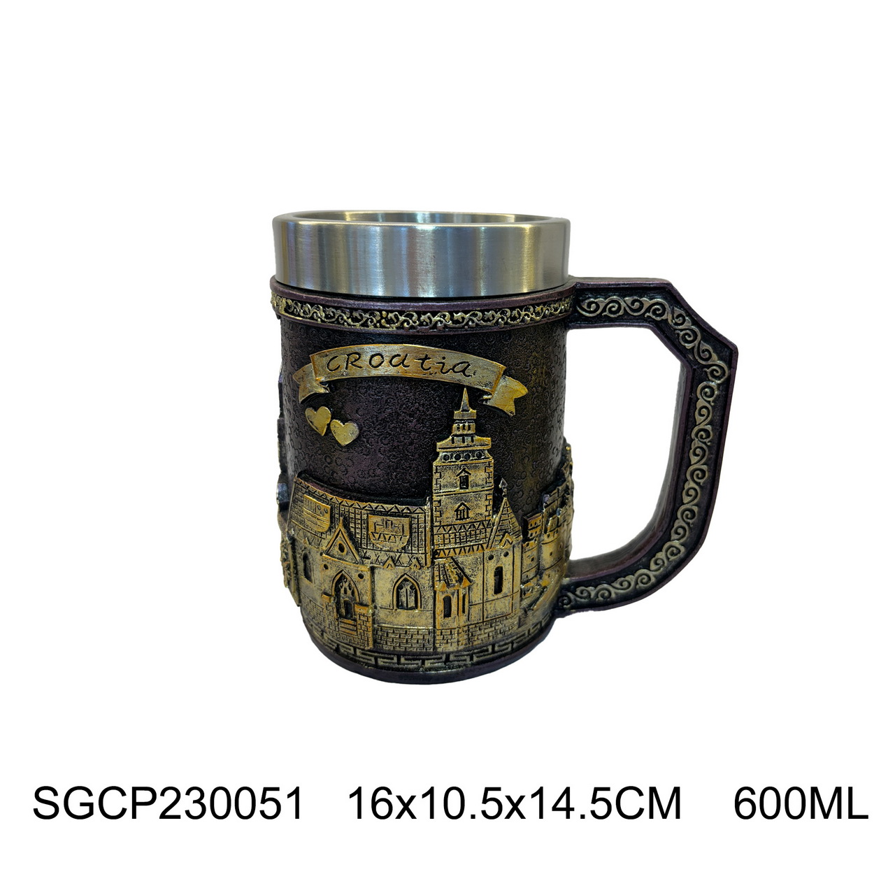 Handmade Polyresin Mug(Cup) With 201/304 Stainless Steel Liner