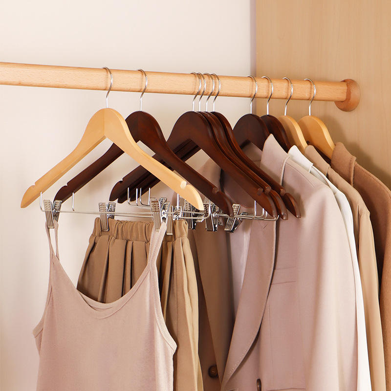 Premium Wooden Suit Hangers with Clip