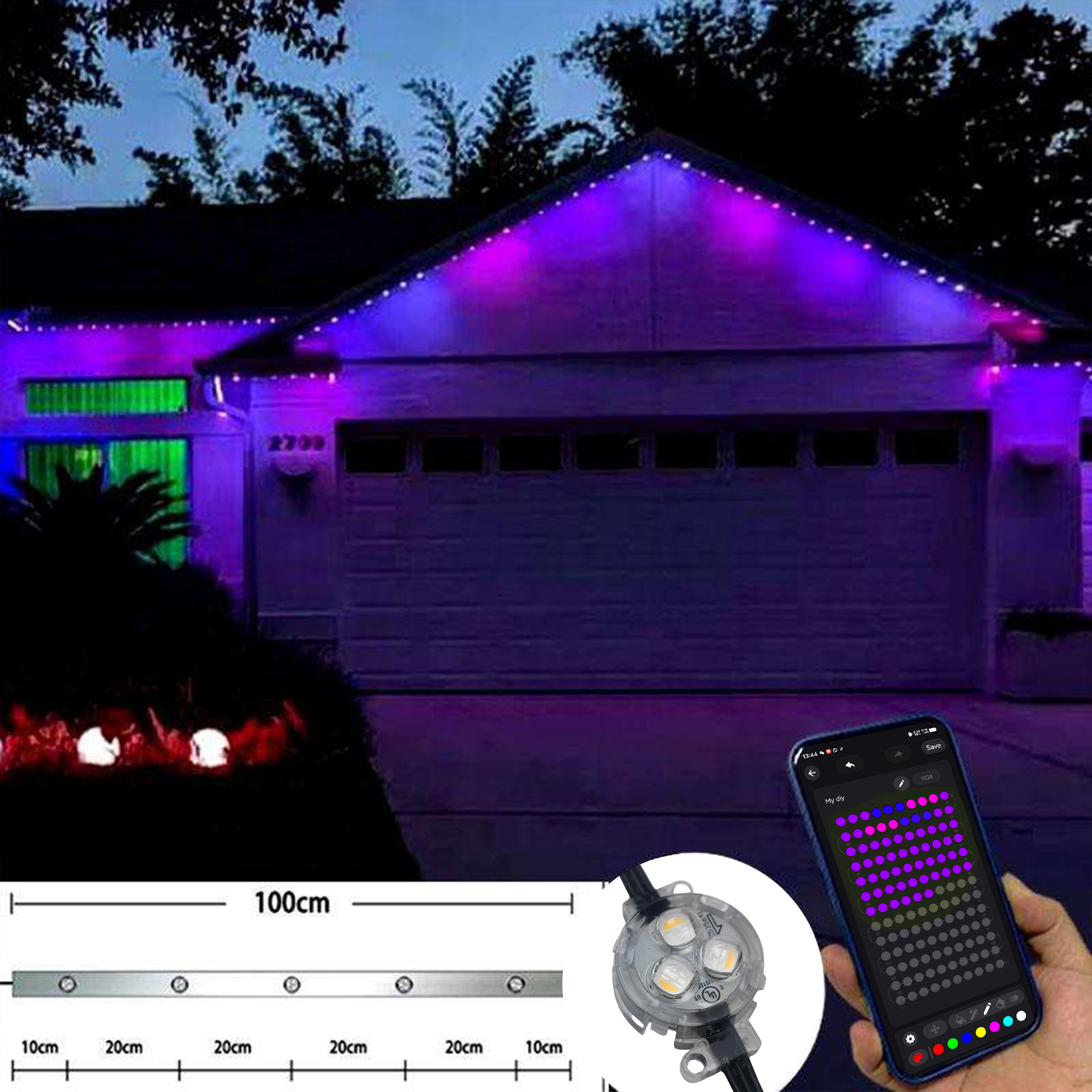 HRSTY 24V Holiday Trimlight Christmas Lights for House Led Point Pixel Outdoor Lights