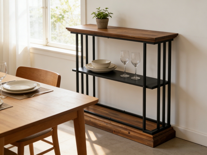 Ndustrial Style 3-Tier Entryway Console Table with Wood & Metal Frame, Vintage Living Room SideTable
