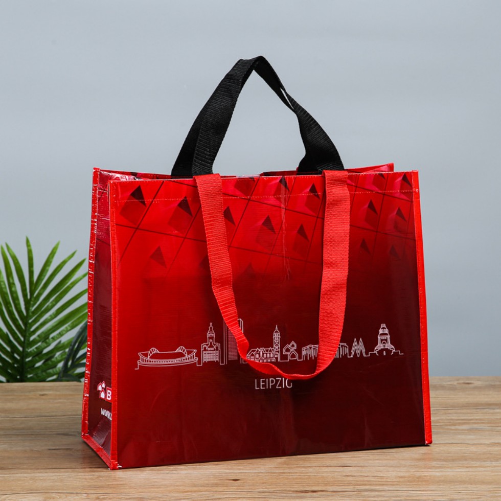 Eco friendly tote bags laminated PP woven shopping bag recyclable non woven grocery tote bag