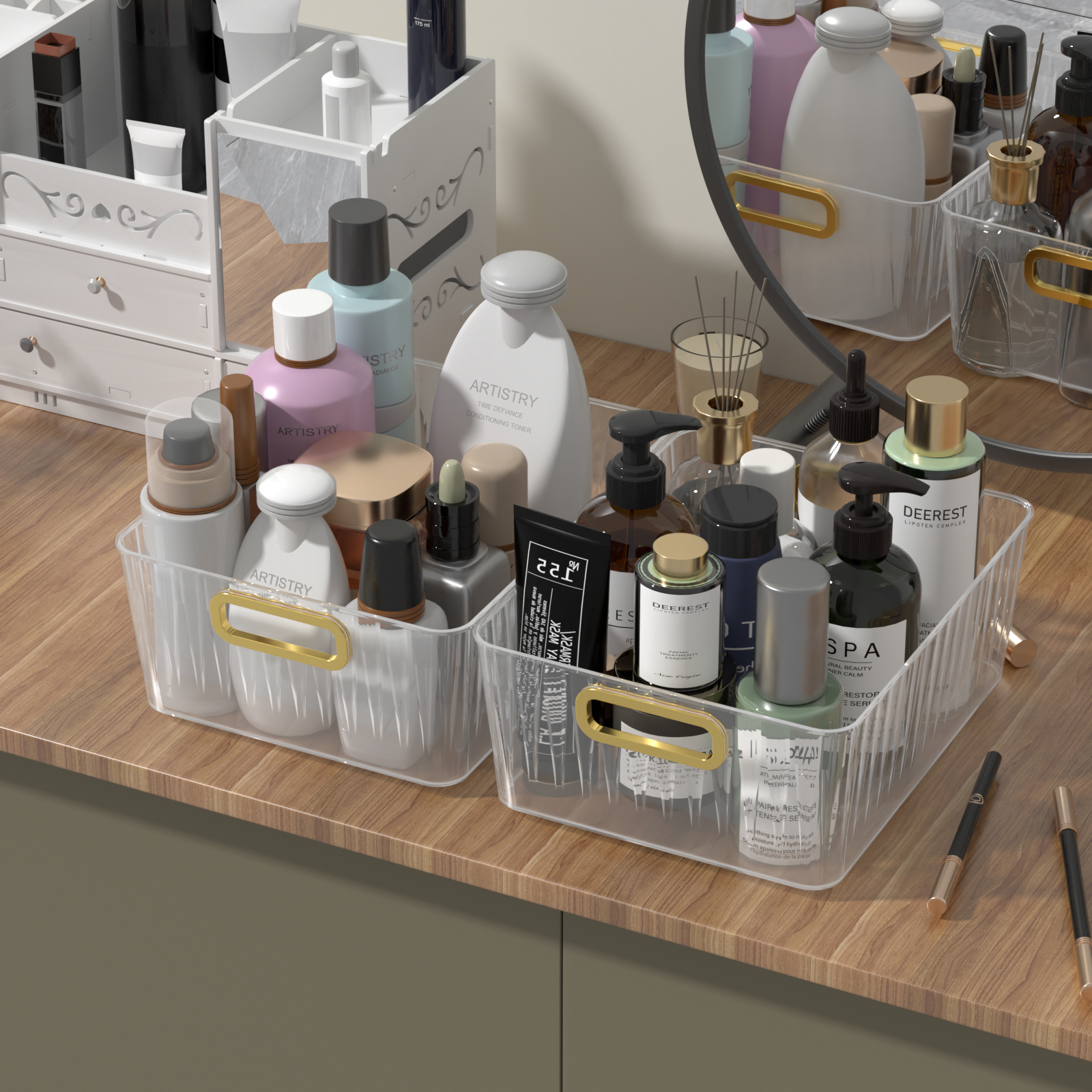 Clear storage basket