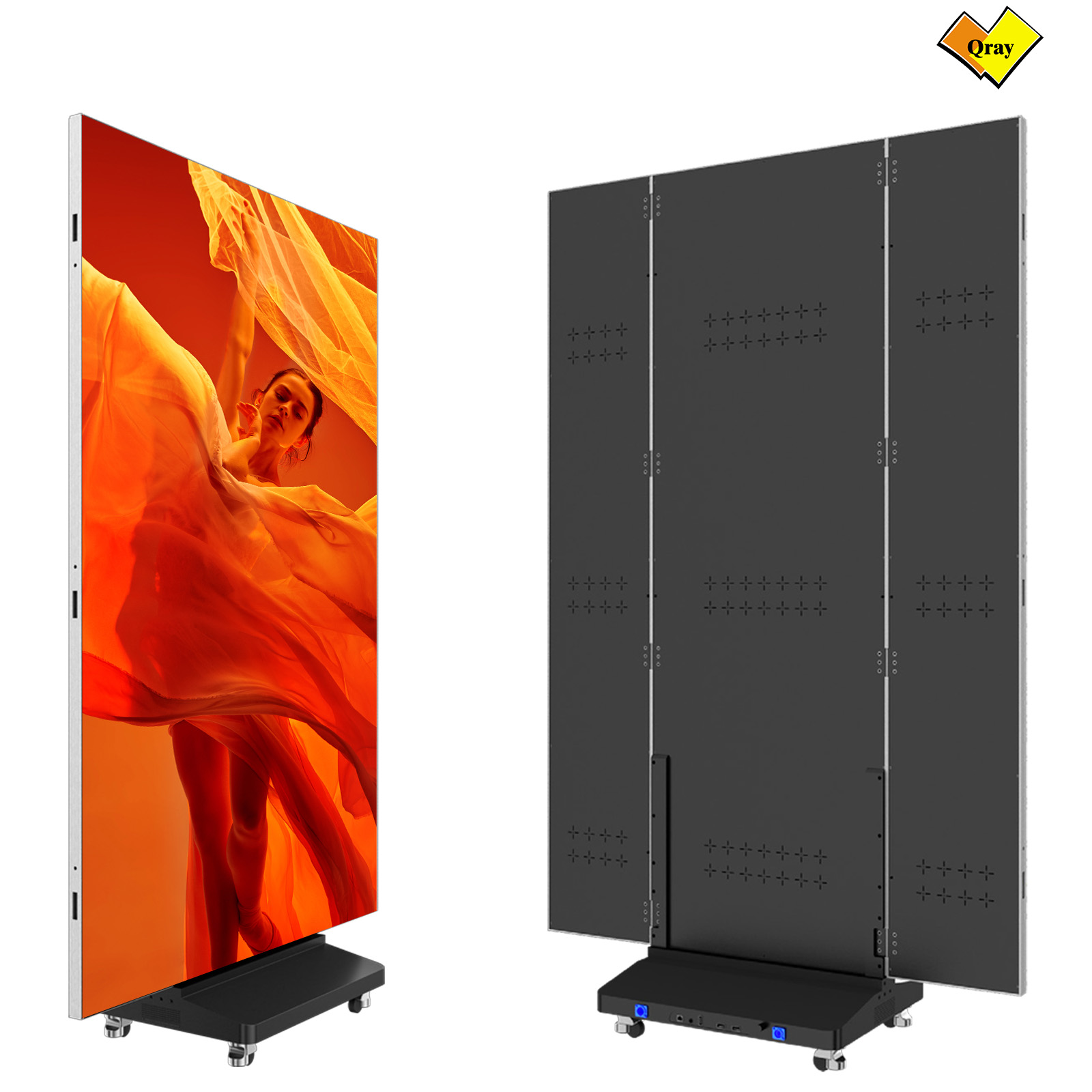 Qray Indoor P1.86 Waterproof Smart Portable Foldable Video Digital Stand Tri Folding LED Poster