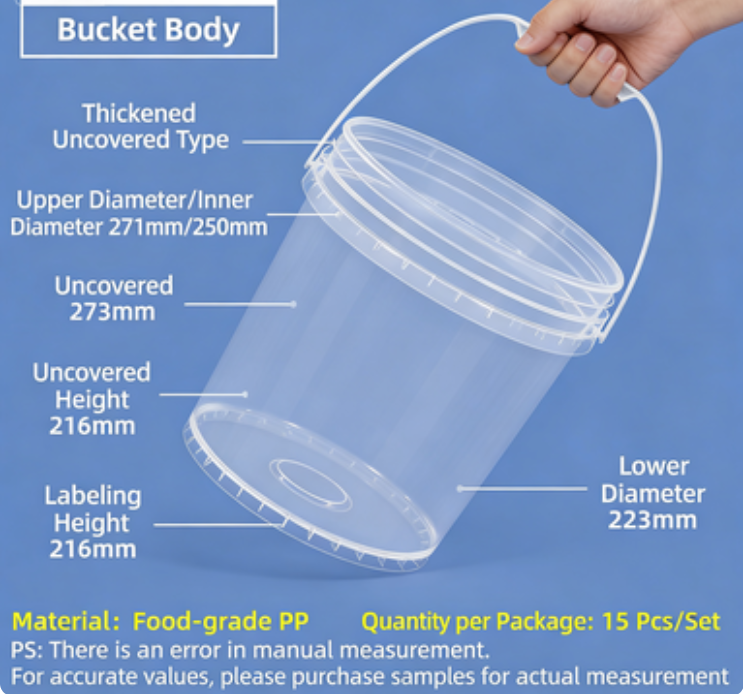 Transparent bucket with handle