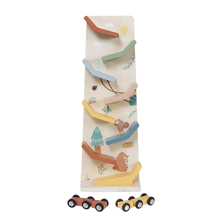 Children's Wooden Animal Track Gliding Car Toy, Fun Inertia Slide Car Educational Toy