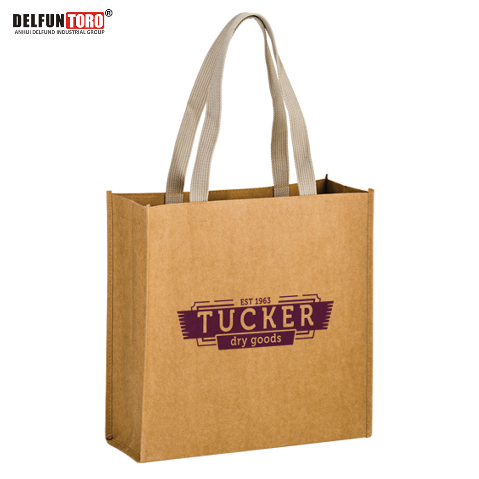 DELFUN TORO - Lightweight Washable Kraft Paper Tote Bag with Web Handle |13x5x13|