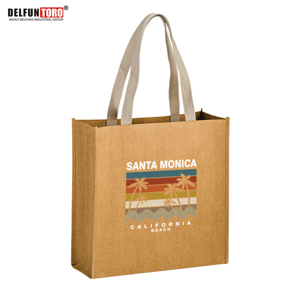 DELFUN TORO - Lightweight Washable Kraft Paper Tote Bag with Web Handle |13x5x13|