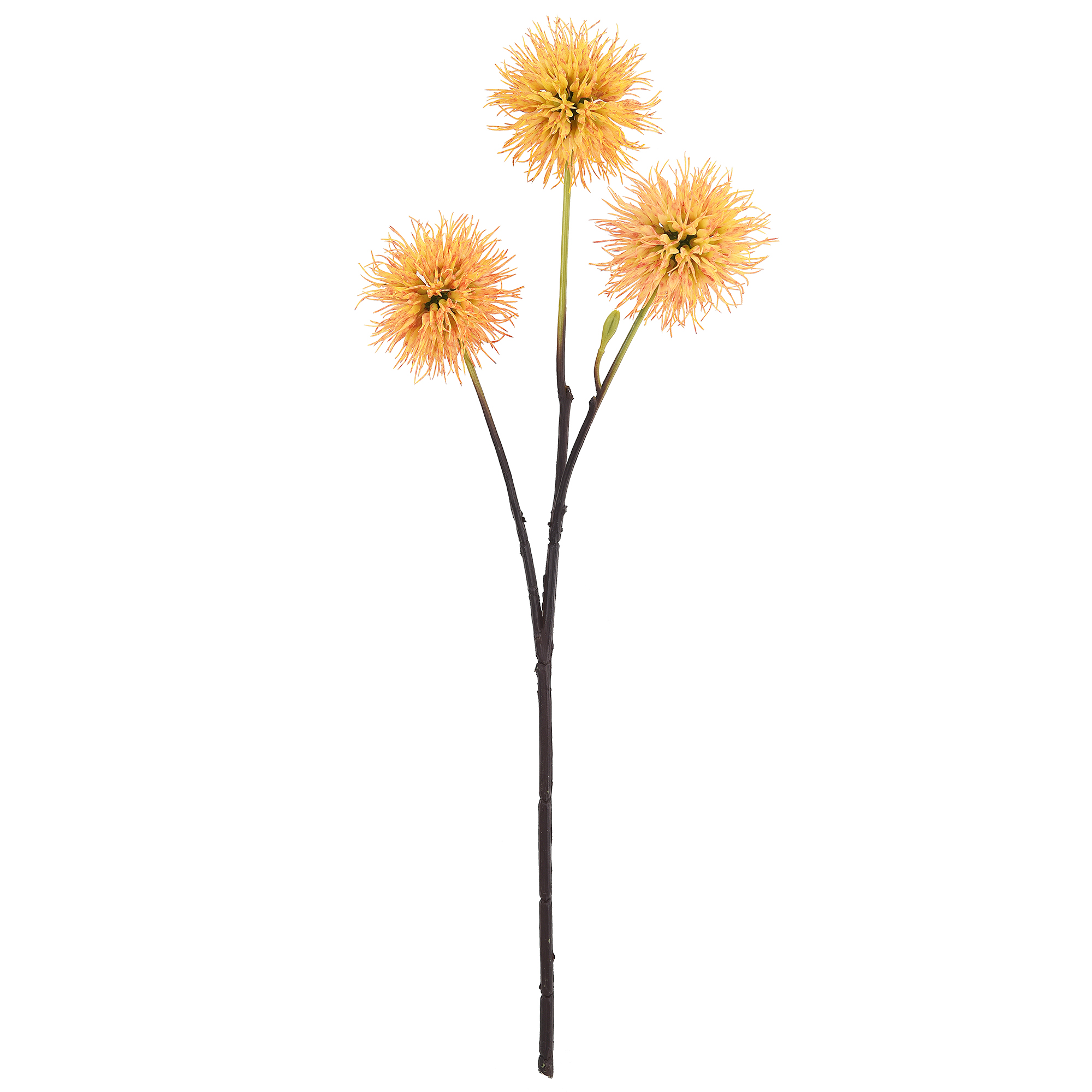 3-head yellow artificial allium flower