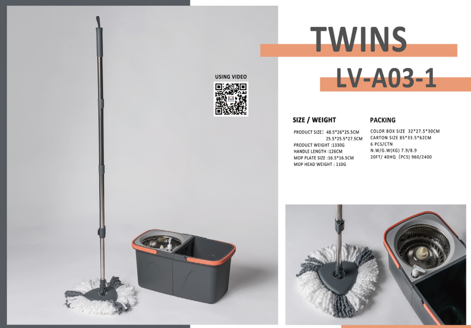 Lexitoo Cylinder Mop, Hands-Free Squeeze Mop with Replaceable Parts for Home Use