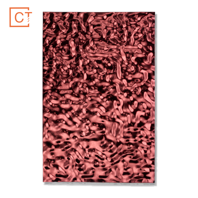 Red water ripples stainless steel color plate