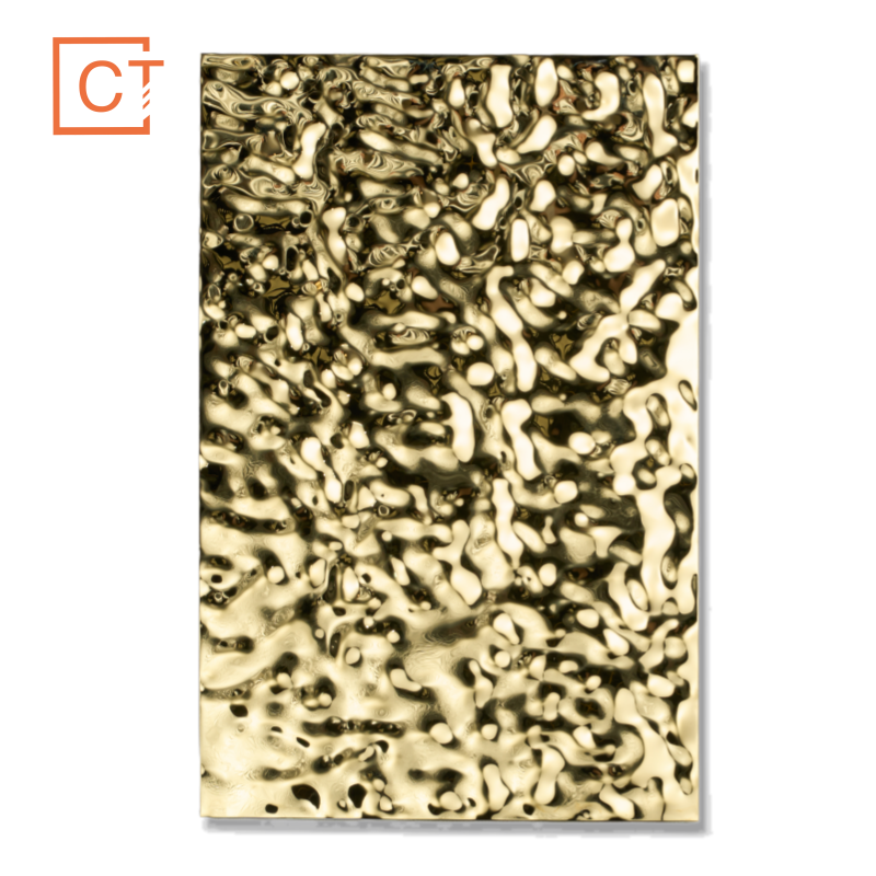 Golden water ripples stainless steel color plate