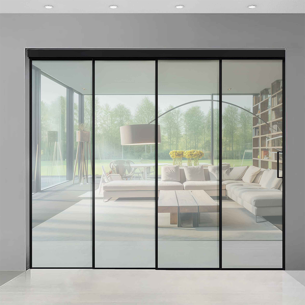 Framed telescoping glass door kits