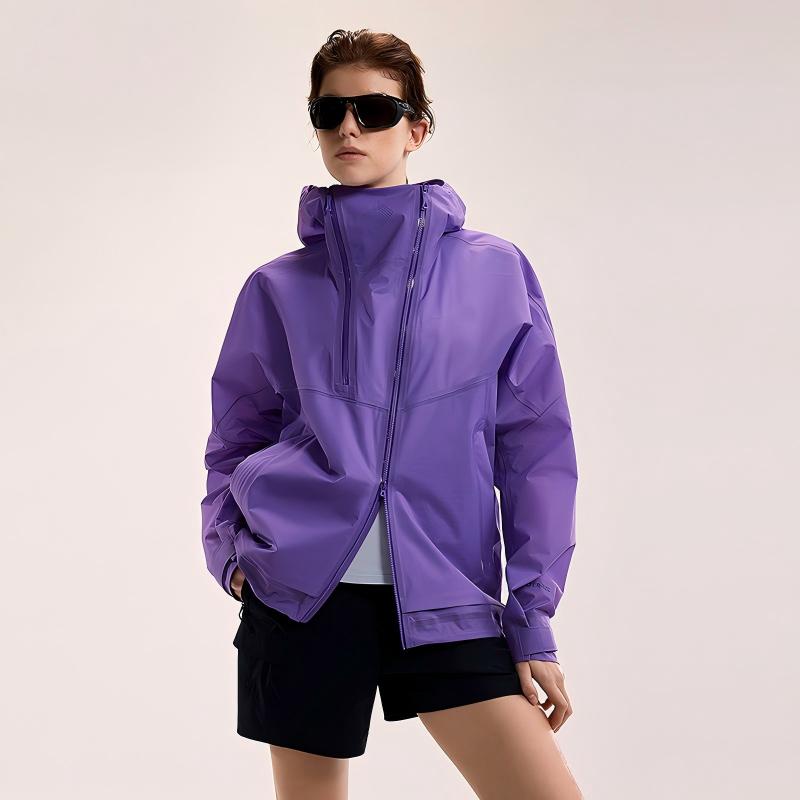 Double Zipper Windproof Rain Jacket with Hood