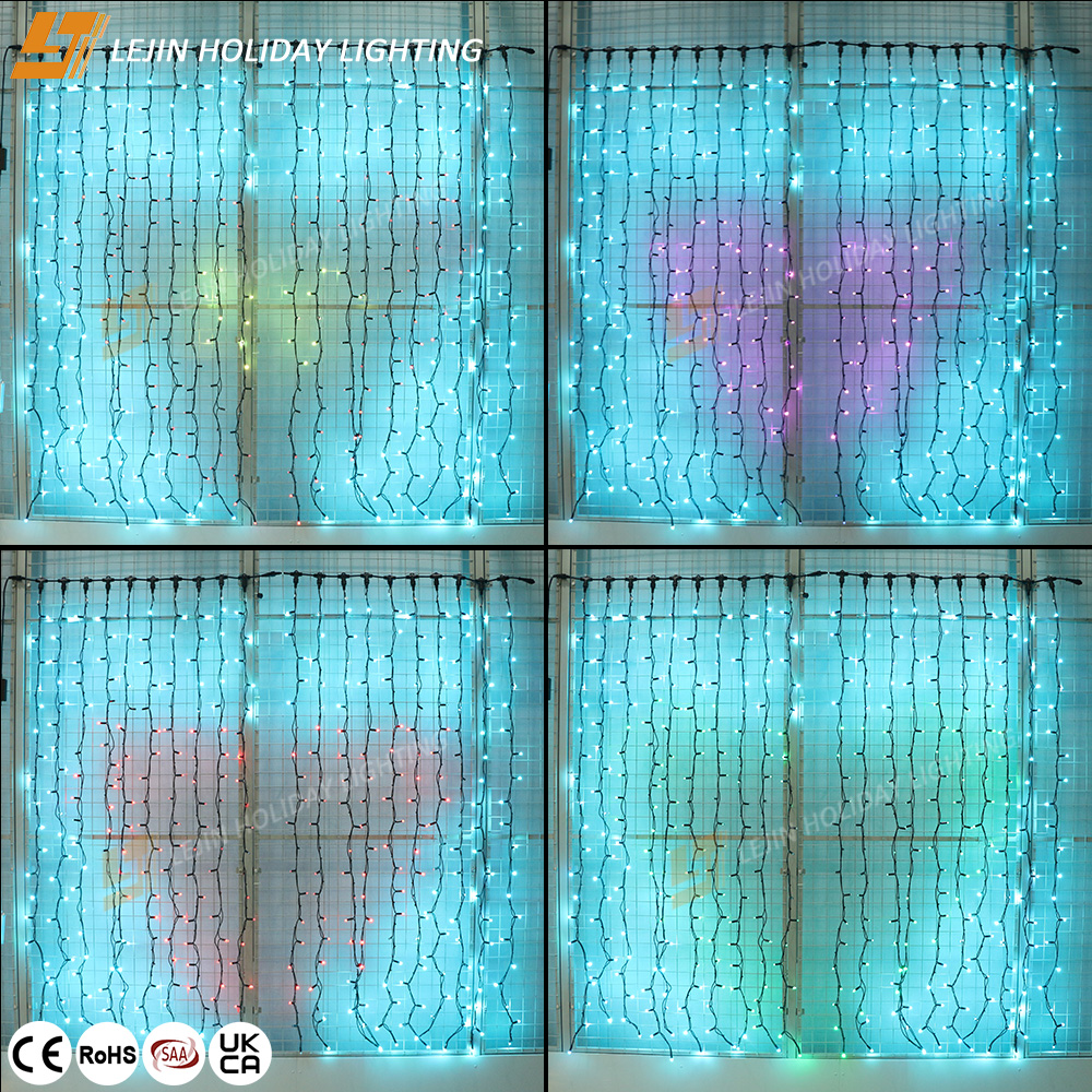 LEJIN HOLIDAY LIGHTING LED Smart Curtain Light Outdoor Remote Control Holiday Decorative Light