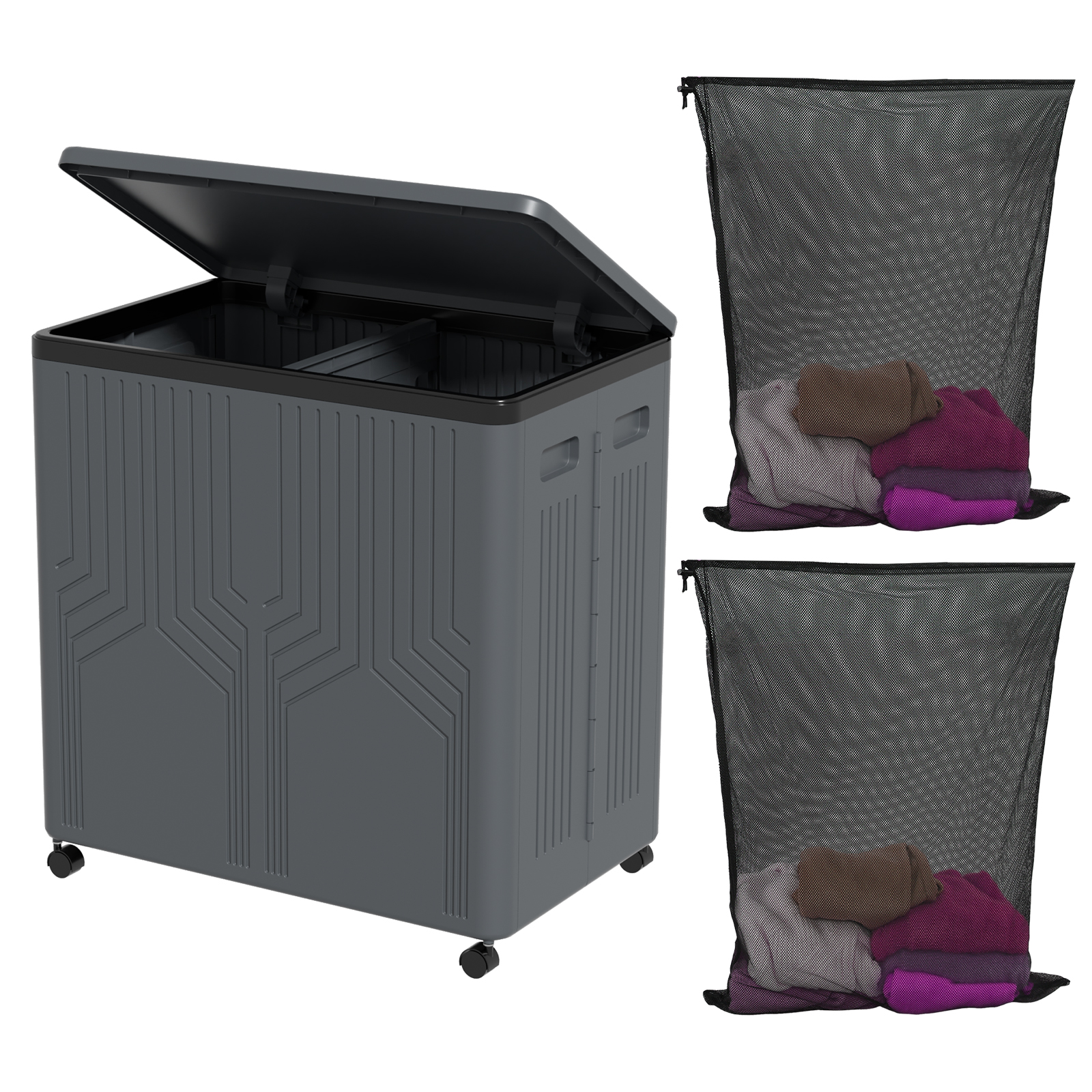 Large double-grid laundry storage basket
