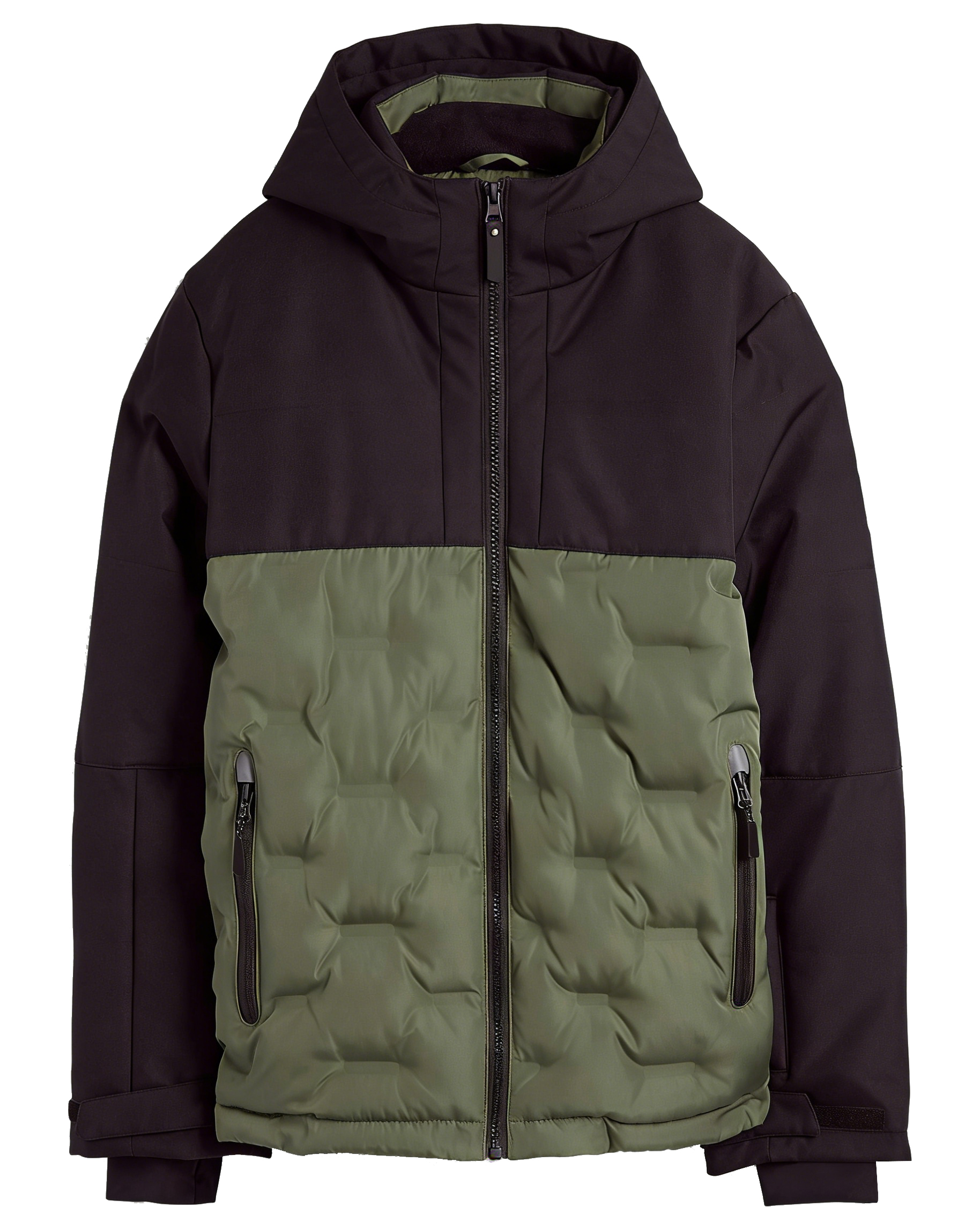 Children's Waterproof Casual Down Coat with Attached Hood and Zipper Closure