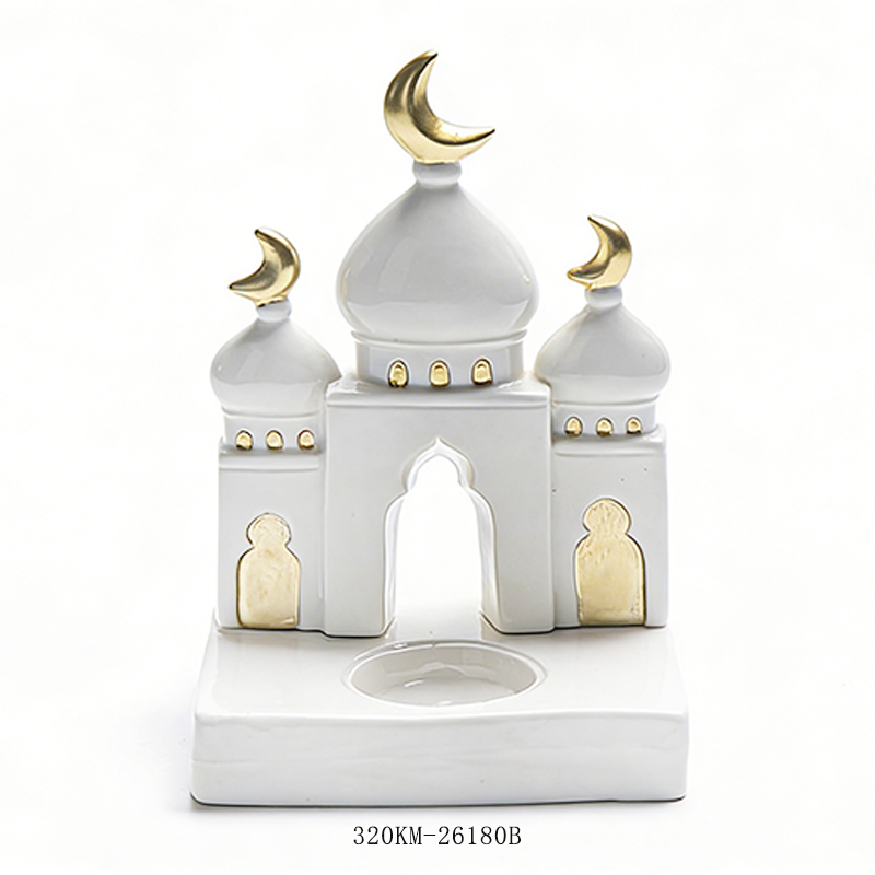 Ceramic castle-shaped candlestick