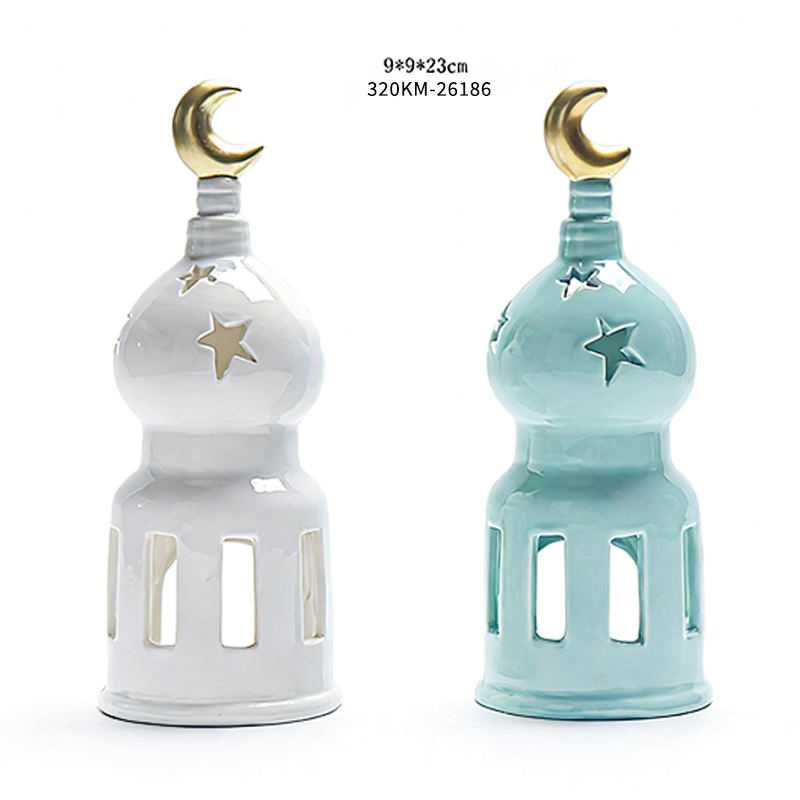 Ceramic castle-shaped candlestick