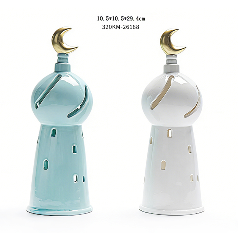 Ceramic castle-shaped candlestick